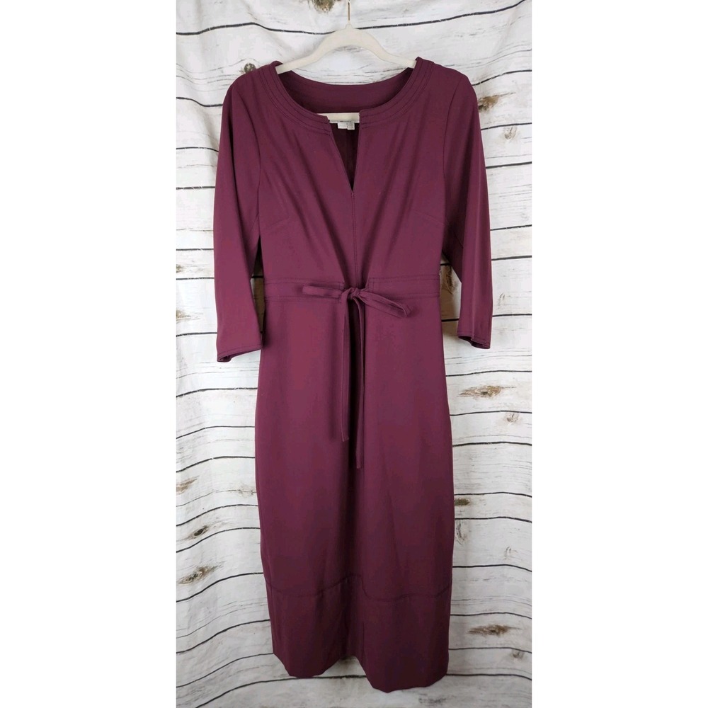 Boden Drawstring Midi Pencil Dress US 8L Maroon Burgundy Career Work